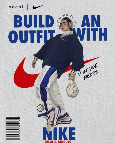 A 4:5 vertical ad creative featuring a stylized editorial layout, mixing photography with bold typography and a mock-barcode graphic.
