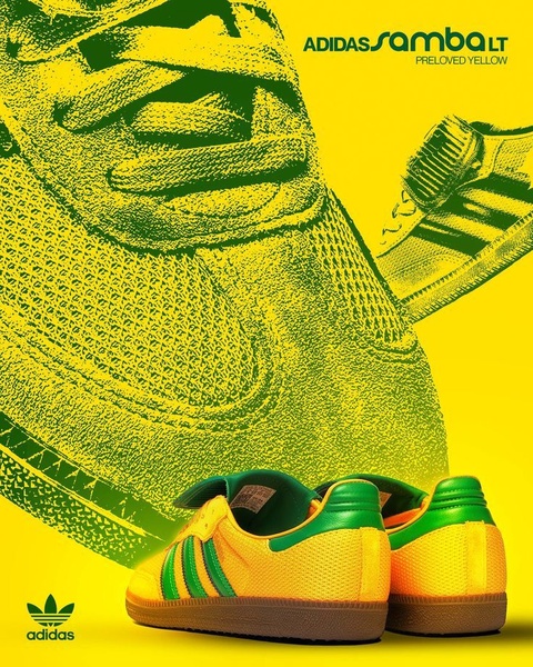A high-impact 4:5 ratio ad creative featuring the product in a monochromatic yellow and green color scheme that focuses entirely on brand recognition and product detail.