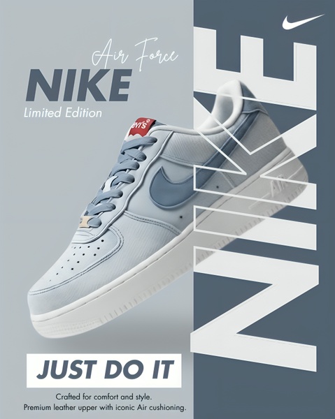 This ad creative features a limited-edition running shoe placed prominently against a clean, two-tone backdrop with bold typography.