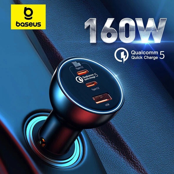 A high-impact, feature-focused ad for a 160W quick charger showcasing technical capabilities against a modern, moody aesthetic.