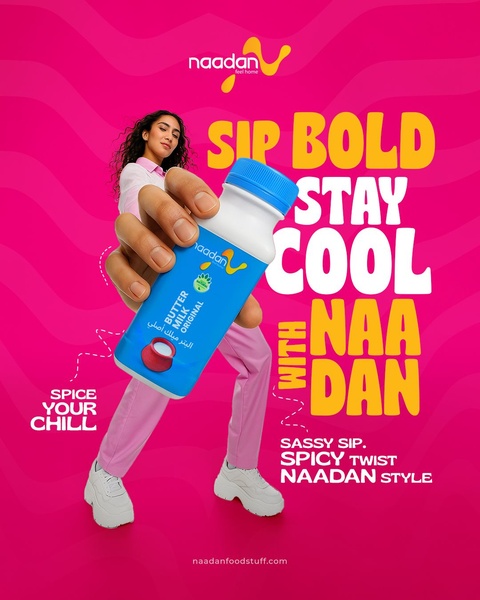 A vibrant 4:5 ratio ad featuring a person holding a product bottle, utilizing bold typography and high-contrast colors to stop the scroll.