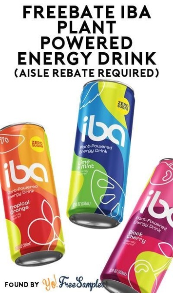 A high-visibility ad showcasing three energy drink flavors with a clear call-to-action regarding an aisle rebate offer.