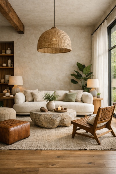 Woven Pendant Light Minimalist Interior