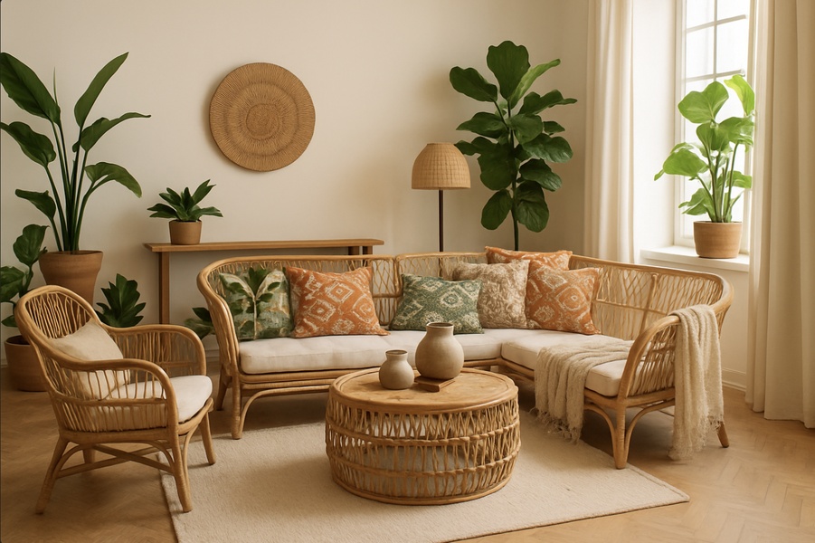 Minimalist Rattan Living Room