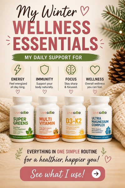 A seasonal routine graphic showcasing four dietary supplement bottles with clear benefit icons to drive customer health and wellness adoption.
