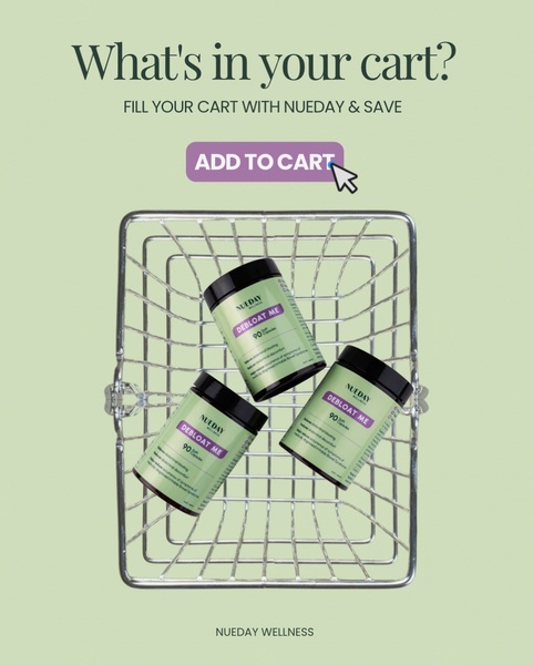 A minimalist, high-contrast ad featuring Debloat Me supplement capsules inside a shopping basket to prompt immediate cart completion.