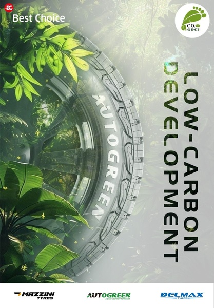 A high-concept image showing a vehicle tyre integrated with lush foliage, visually communicating environmental sustainability and eco-conscious product development.