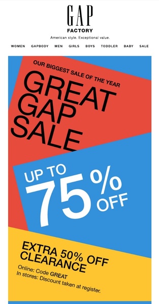 clothing sale, fashion sale, apparel discount, clearance sale, retail sale event, sale promotion, modern typography, bold, energetic, red, blue, yellow