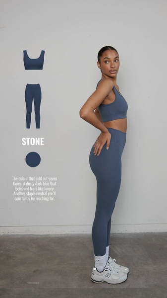 activewear set, sports bra and leggings, workout set, gym outfit, athletic leggings, sports bra, fitness clothing set, new arrival, bestseller push, lifestyle, editorial, luxurious, calm, blue, neutral