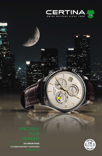 chronograph watch, moon phase watch, luxury watch, swiss watch, dress watch, analog watch, product launch, brand awareness, editorial, lifestyle, luxurious, bold, black, brown, neutral