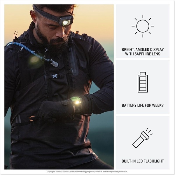 smartwatch, gps watch, outdoor watch, sport watch, adventure watch, tactical watch, product launch, brand awareness, lifestyle, outdoor, bold, trustworthy, neutral, black, orange
