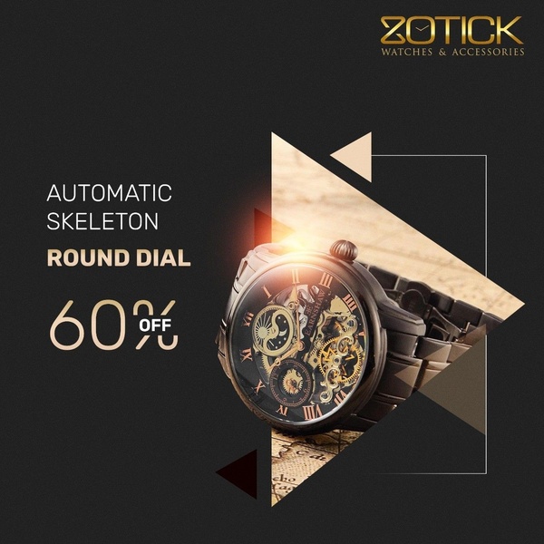 skeleton watch, automatic watch, mechanical watch, dress watch, wrist watch, analog watch, sale promotion, limited time deal, editorial, minimalist, luxurious, bold, black, gold