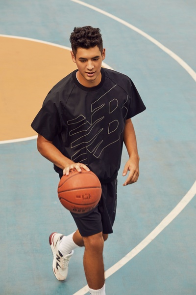 athletic shirt, performance shorts, sports clothing, basketball outfit, activewear set, product demo, brand awareness, lifestyle, outdoor, energetic, trustworthy, blue, neutral