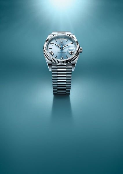 luxury watch, analog watch, metal watch, dress watch, wrist watch, brand awareness, minimalist, editorial, luxurious, calm, blue, neutral