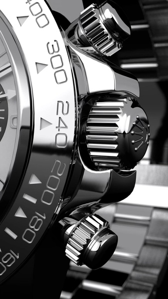 luxury watch, analog watch, chronograph watch, metal watch, wrist watch, brand awareness, minimalist, luxurious, bold, neutral, black