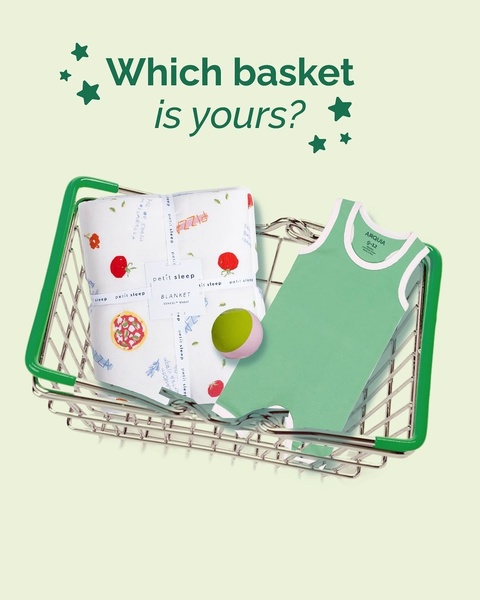 baby gift set, newborn gift basket, baby bundle, infant clothing set, baby shower gift, baby essentials set, bundle offer, brand awareness, minimalist, flat lay, playful, fresh, green, pastel