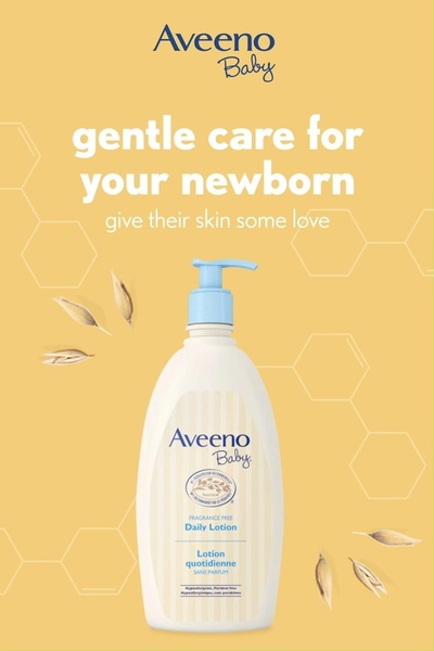 baby lotion, newborn skin care, baby moisturizer, infant body lotion, baby skincare, fragrance free baby lotion, brand awareness, product launch, minimalist, calm, warm, yellow, neutral, blue