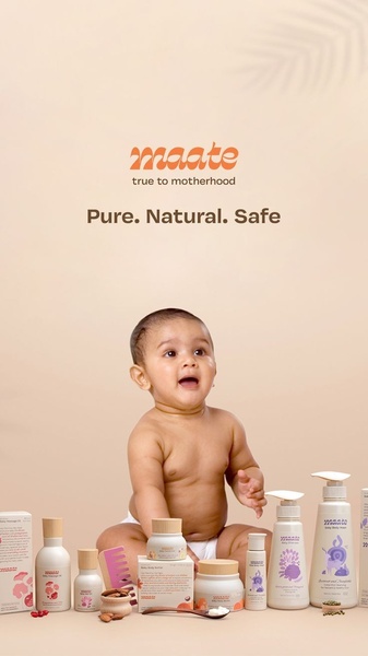 baby skincare set, baby body wash, baby massage oil, baby shampoo, baby body butter, infant care products, natural baby care, brand awareness, product launch, minimalist, lifestyle, warm, trustworthy, neutral, orange, brown