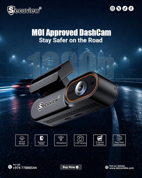 A high-clarity, feature-focused advertisement for a dashcam that emphasizes regulatory compliance and ease of access.