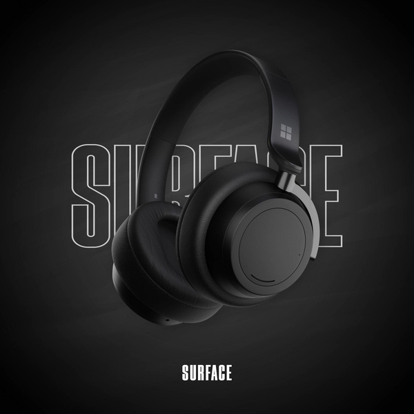 A high-contrast, professional product render of wireless headphones set against a textured dark background, emphasizing a premium and sleek aesthetic.