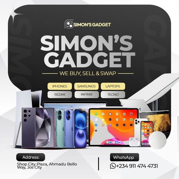 This ad creative features a structured catalog list highlighting multiple electronics categories like phones and laptops with a clear buy, sell, and swap value proposition.