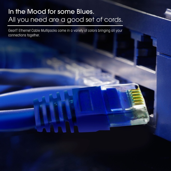 A clean, dark-themed close-up shot of an Ethernet cable plugged into a network port, using color contrast to emphasize connection quality.