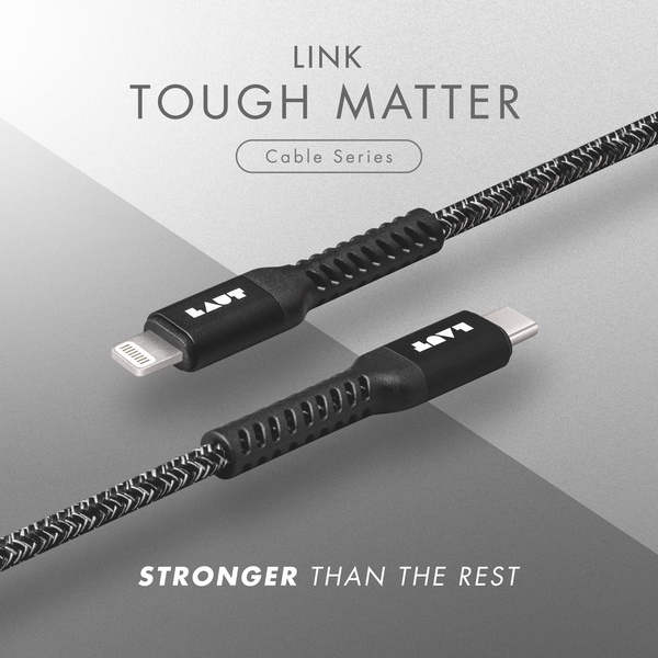 A high-contrast, professional product shot of a durable braided charging cable highlighting its superior build quality.