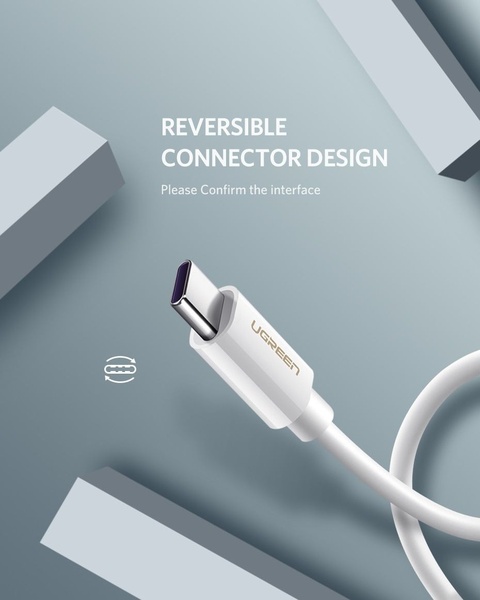 This ad creative uses a clean, high-contrast visual of a USB-C connector to highlight a specific functional feature: the reversible design.