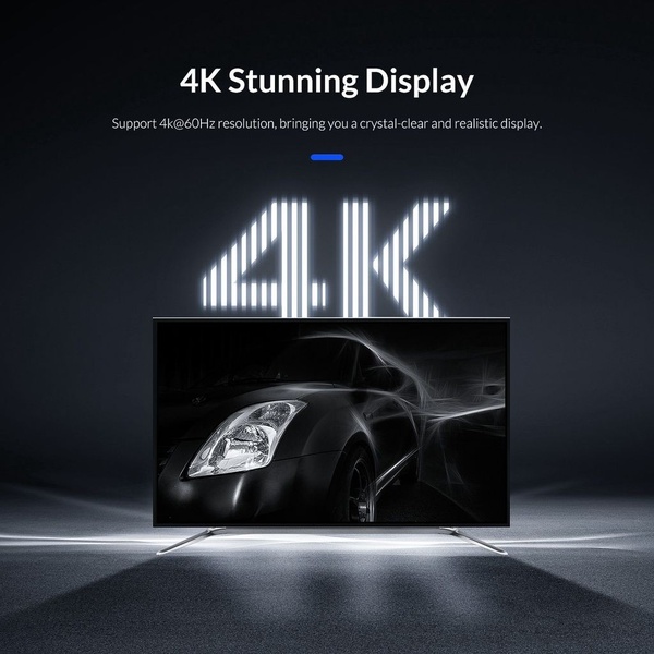 This static creative highlights television resolution by juxtaposing sharp white typography against a dark, moody product background.