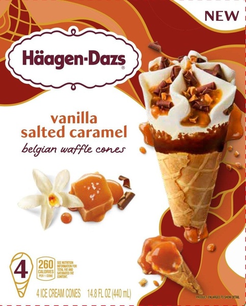 A high-quality studio hero shot of an ice cream cone with vanilla and caramel elements, set against a warm, abstract background.
