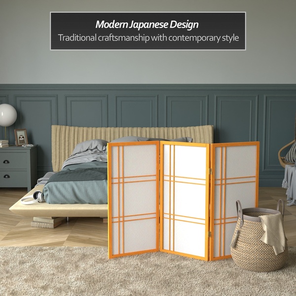 room divider, folding screen, privacy screen, shoji screen, room partition, panel divider, brand awareness, product launch, lifestyle, calm, warm, green, neutral, orange