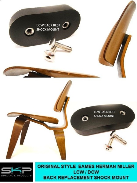 This ad creative provides a clear, high-contrast side-by-side comparison of replacement shock mounts for iconic furniture styles, focusing on repair utility.