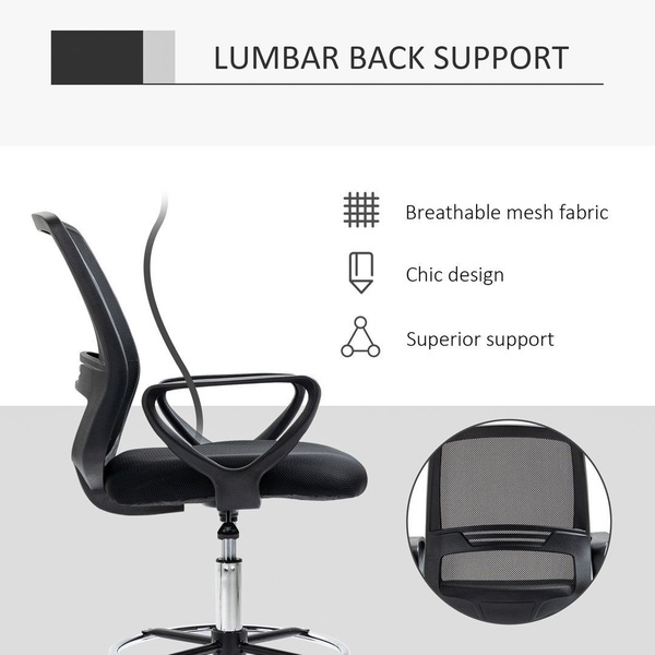 A high-clarity 1:1 square graphic that isolates a mesh chair and maps its top three selling points using clean iconography and concise bullet points.