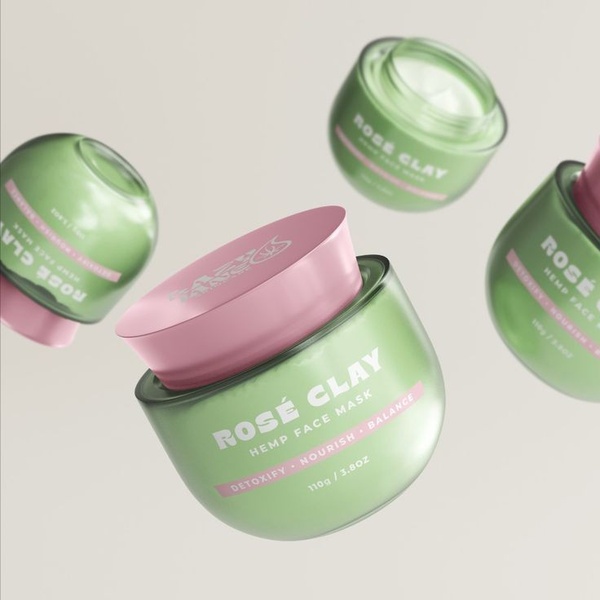 clay face mask, face mask, skin mask, facial mask, hemp face mask, skincare mask, product launch, brand awareness, minimalist, editorial, fresh, calm, green, pink, neutral