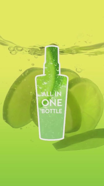 facial serum, skin serum, face toner, aloe vera serum, skincare bottle, hydrating serum, product launch, brand awareness, minimalist, modern typography, fresh, energetic, green, yellow