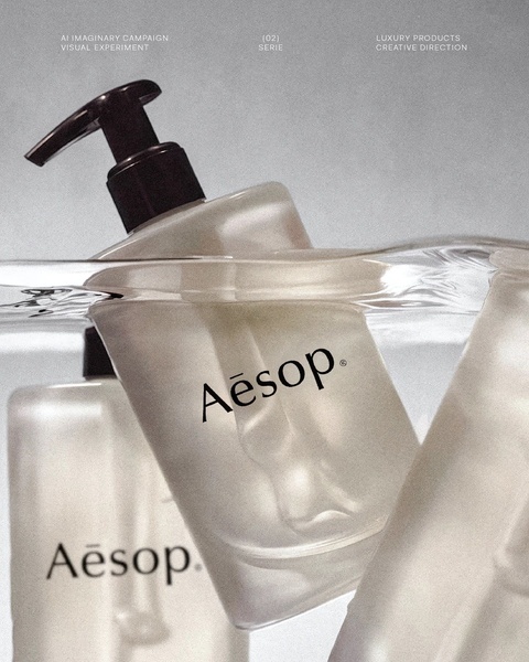 A high-end liquid soap container partially submerged in water, utilizing clean, minimalist lighting and a serene, premium atmosphere.
