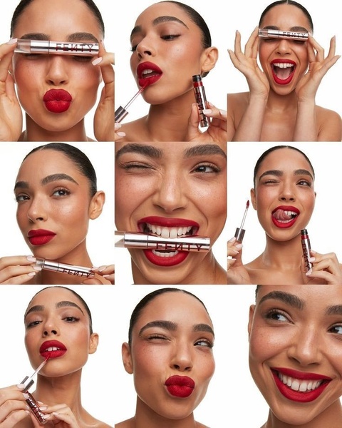 liquid lipstick, lip color, lip gloss, matte lipstick, lip makeup, lip stain, product launch, brand awareness, editorial, minimalist, energetic, playful, red, neutral