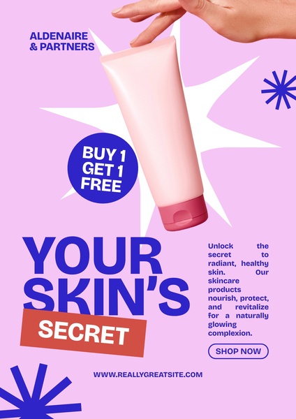 face cream, skin lotion, moisturizer tube, skincare product, body cream, facial moisturizer, bundle offer, sale promotion, modern typography, minimalist, playful, bold, purple, blue, pink
