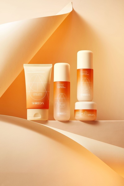 skincare set, facial cleanser, face lotion, face emulsion, face cream, skincare kit, new arrival, minimalist, calm, fresh, neutral, orange