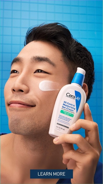 face moisturizer, gel cream, oil control moisturizer, face cream, skincare product, product demo, brand awareness, lifestyle, fresh, trustworthy, blue, neutral