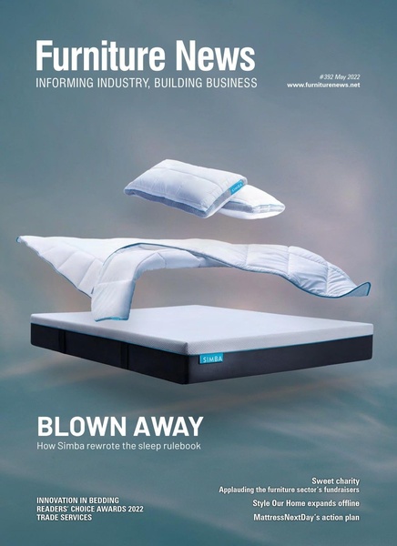 This creative showcases a mattress, quilt, and pillows floating in mid-air to emphasize the feeling of weightless, high-quality sleep.