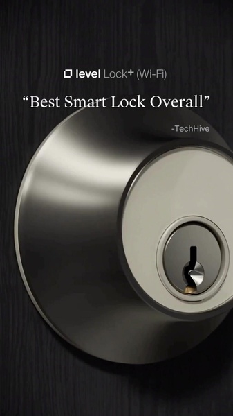 A close-up, high-contrast shot of a smart lock featuring a third-party 'Best Smart Lock Overall' award badge to establish immediate credibility.