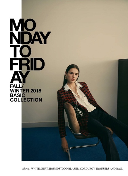 A high-fashion, clean editorial shot featuring a model in a houndstooth blazer and corduroy trousers, perfect for seasonal collection launches.
