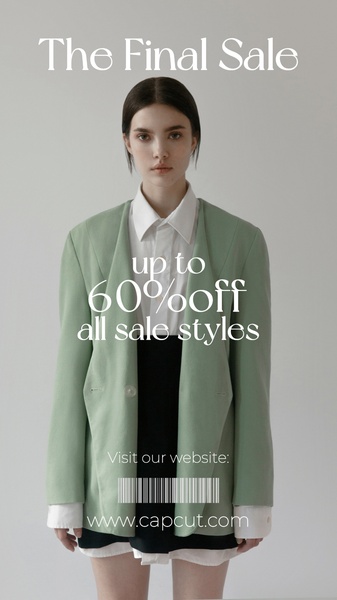 A clean, high-fashion aesthetic showcasing a blazer sale with clear typography and minimalist design.