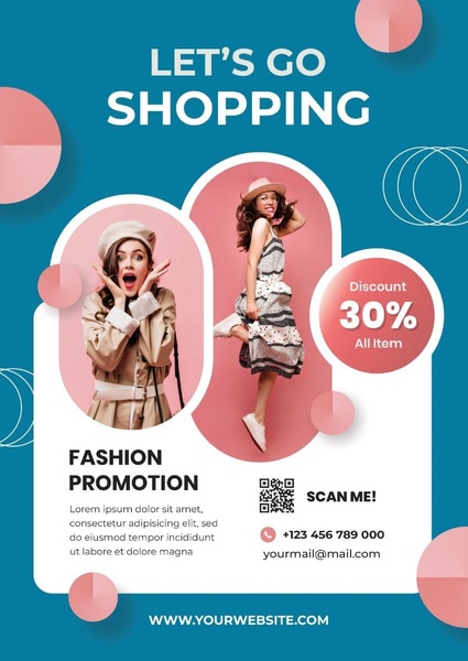 fashion sale, clothing promotion, shopping event, fashion discount, style promotion, sale promotion, modern typography, playful, energetic, blue, pink