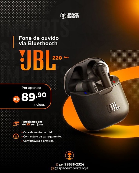 A dark-themed promotional graphic for Bluetooth earbuds featuring prominent pricing, payment terms, and key benefit bullet points.