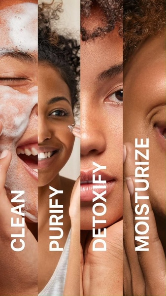 skincare, face cleanser, facial products, beauty products, skin care routine, product launch, lifestyle, modern typography, fresh, trustworthy, neutral, orange