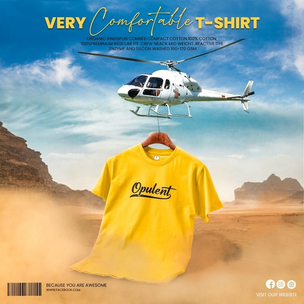 t-shirt, crew neck tee, cotton t-shirt, graphic tee, casual shirt, short sleeve shirt, product launch, brand awareness, outdoor, editorial, bold, energetic, yellow, blue, orange