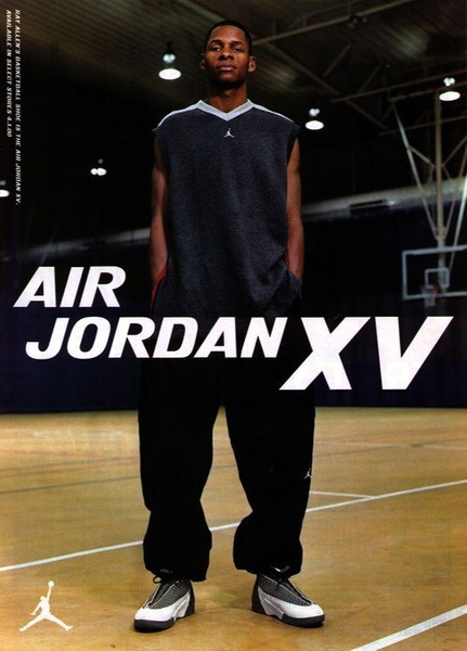 A minimalist, high-impact portrait of a professional athlete wearing the Air Jordan XV, focusing on stature and brand presence in a gym setting.