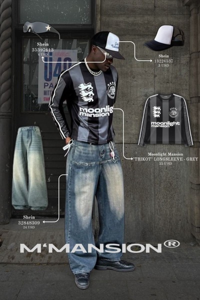 A static 2:3 ad creative that displays a full outfit with visual callouts and pricing for each individual item, creating a shopping catalog experience.
